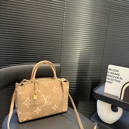 LOUIS VUITTON PETIT PALAIS BICOLOR MONOGRAM EMPREINTE DOVE AND CREAM 28CM M58914