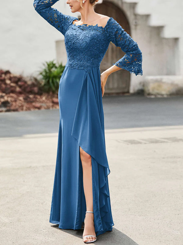 Square Collar Lace Solid Color Maxi Dress
