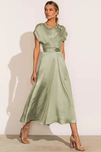 loveedsTM-lace-up satin sleeveless dress