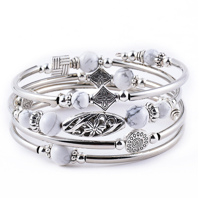 Tiger Eye Stone Wrap Bracelet Multi-Turn Layered Natural Stone Beaded Bracelet