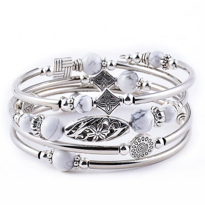 Tiger Eye Stone Wrap Bracelet Multi-Turn Layered Natural Stone Beaded Bracelet