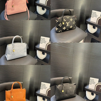 LOUIS VUITTON PETIT PALAIS BICOLOR MONOGRAM EMPREINTE BLACK AND BEIGE 28CM M58915