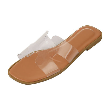 Transparent rubber flat slippers