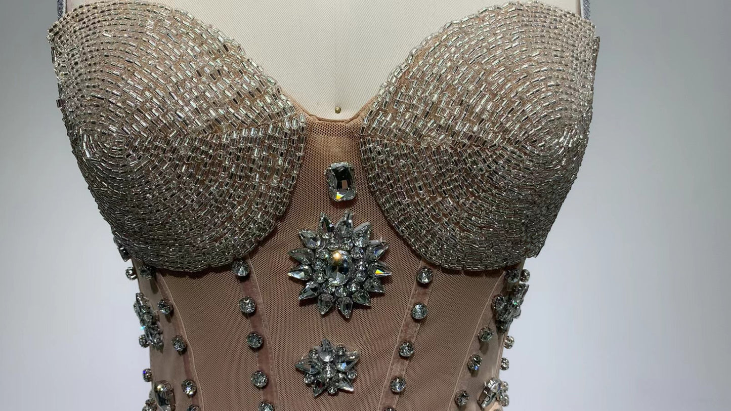 loveedsTM-Silver short strappy dress with a tube top-vx