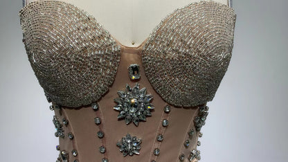 loveedsTM-Silver short strappy dress with a tube top-vx