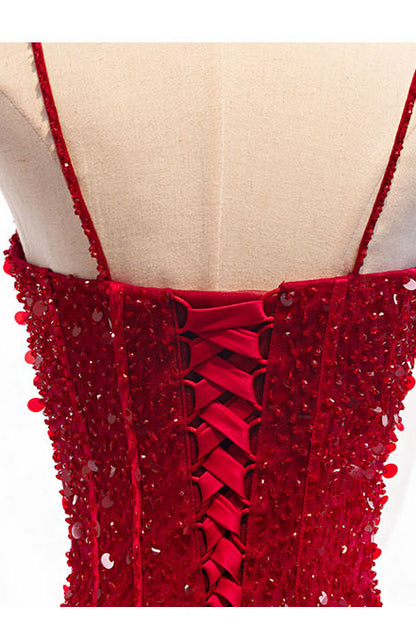 loveedsTM-Red strap banquet evening dress
