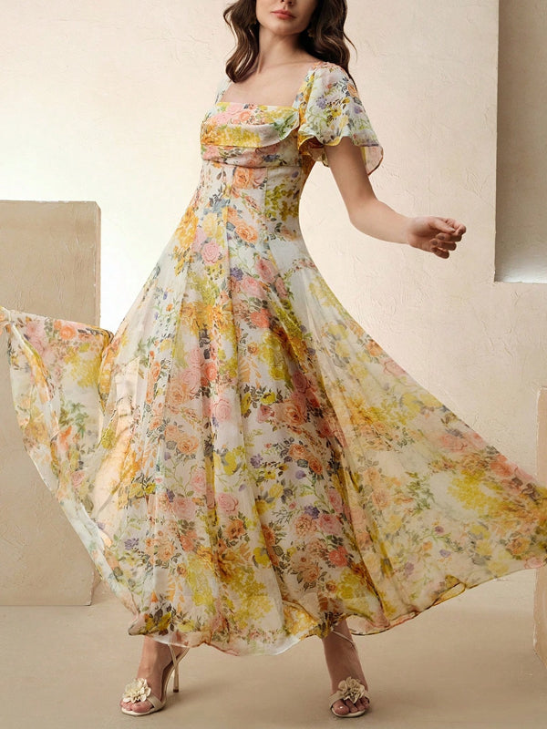 Elegant Floral Resort Dress