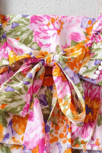 loveedsTM-Floral Ruffle Back Tie Mini Dress