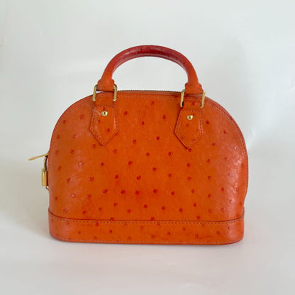 Louis Vuitton Orange Alma BB orange ostrich leather bag