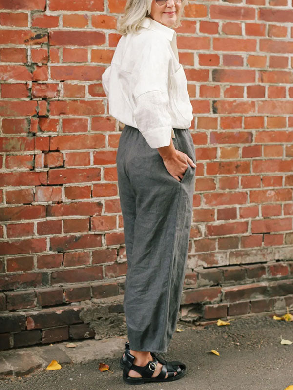 High-rise Tapered Linen Trousers Women's Pants