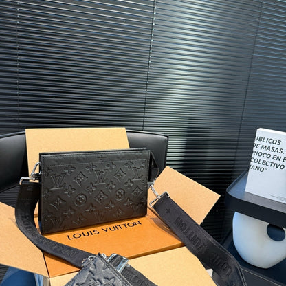 LOUIS VUITTON GASTON WEARABLE WALLET MONOGRAM SHADOW BLACK 22CM M81115