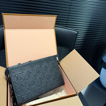 LOUIS VUITTON GASTON WEARABLE WALLET MONOGRAM SHADOW BLACK 22CM M81115