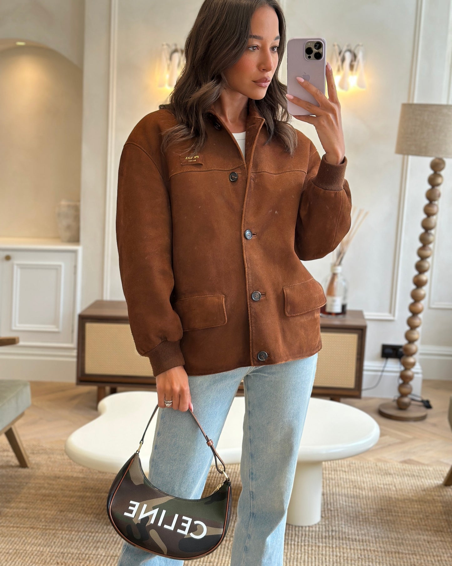 Celine Khaki Camouflage Ava Bag with Gold Hardware Bag