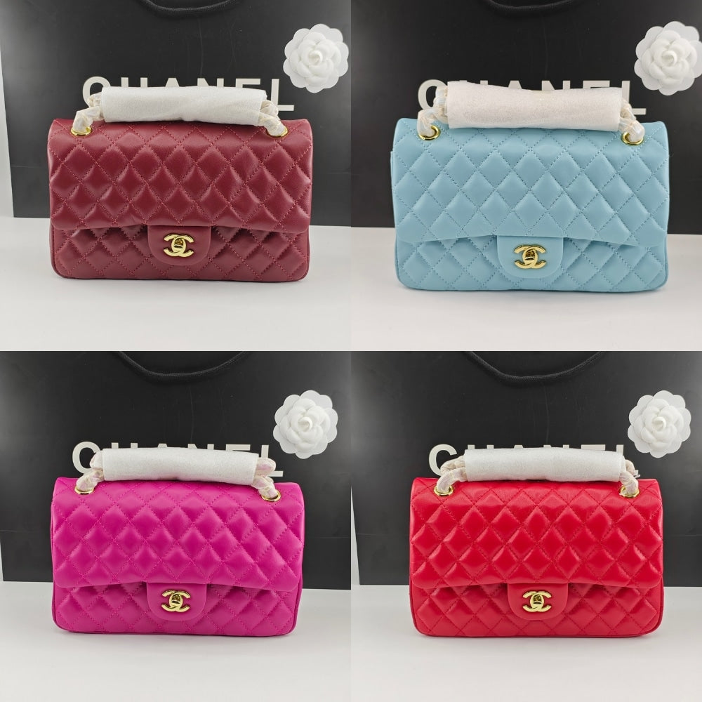 CHANEL CLASSIC 11.12 HANDBAG GOLD TONE METAL BURGUNDY 25CM A01112 Y04059 NZV44