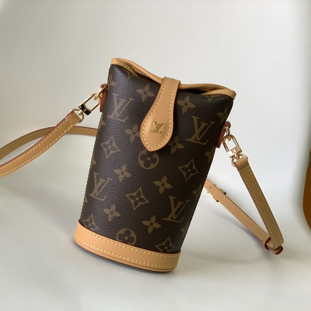 LOUIS VUITTON FOLD ME POUCH MONOGRAM CANVAS BROWN 14CM M80874