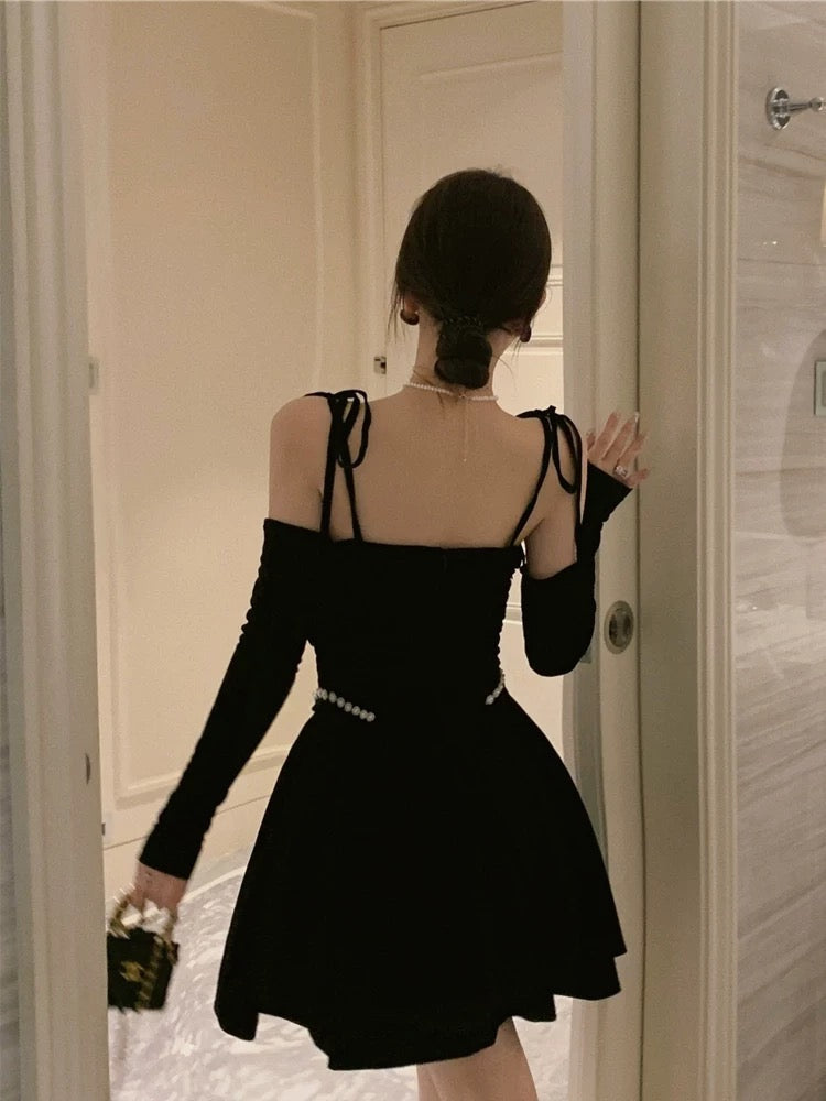 chic a line black velvet homecoming dress 16th birthday outfits P2161