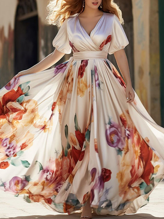 Temperament Chiffon Print Holiday Women's Dress