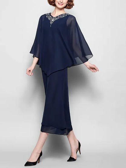 Solid Color Chiffon Midi Dress