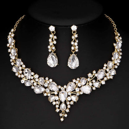 Rhinestone Crystal Necklace and Earrings Set