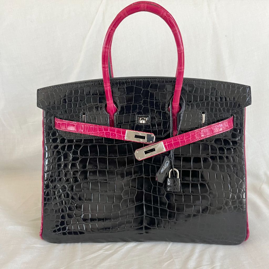 Hermès Very Rare Birkin HSS Special Order 35 cm Shiny Black Crocodile Birkin Bag