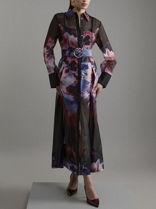 Lightweight and Elegant Printed Women's Shirt Dress