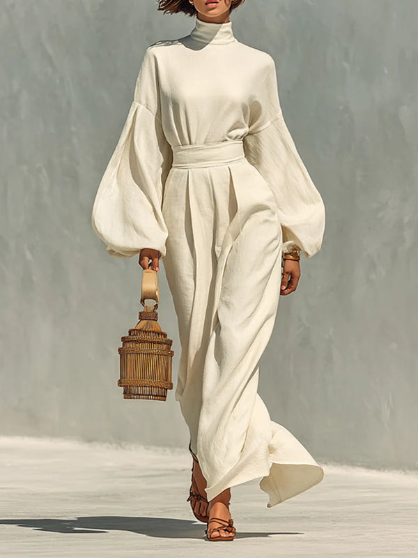 Temperament Lantern Sleeve Elegant Ladies Dress