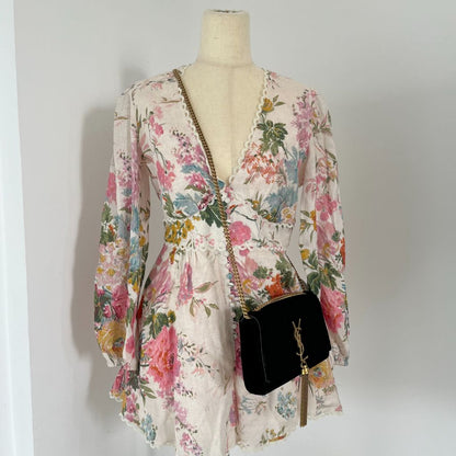 Saint Laurent Black   Velvet Kate Tassel Bag