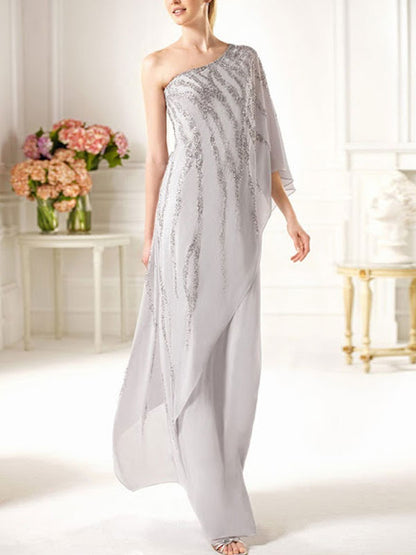 Sequin Designer Wedding Elegant Chiffon Jumpsuit