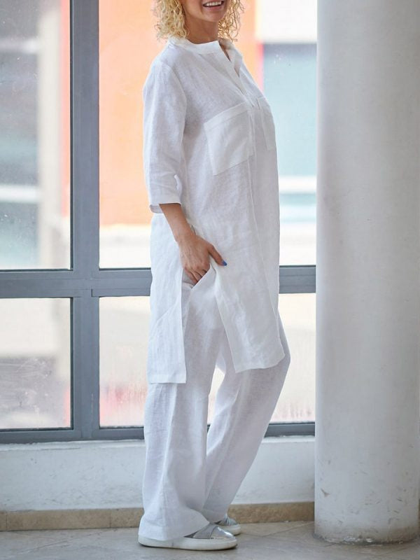 Two-piece Casual Solid Color Jacket And Pants Suit