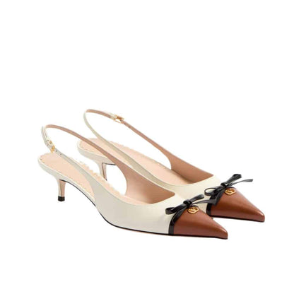 VALENTINO BEPOINTY SLINGBACK PUMPS IVORY AND TOBACCO 6W2S0LL3YEA CVM