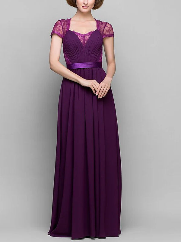Lace Chiffon Solid Color Maxi Dress
