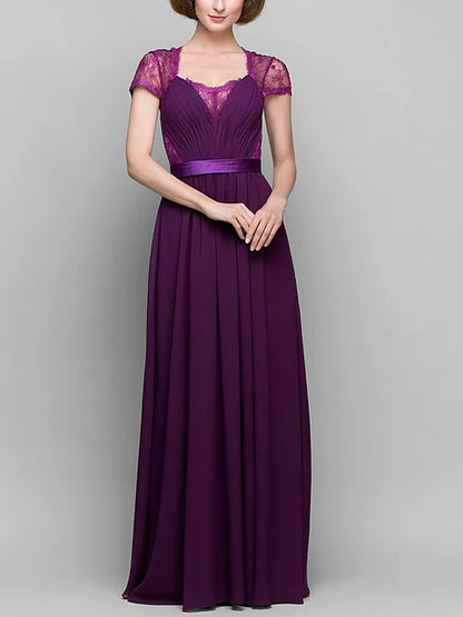Lace Chiffon Solid Color Maxi Dress