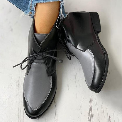 Women's leather boots with front lace-up Martin boots