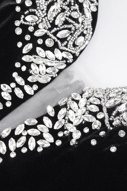 loveedsTM-New sexy tube top slit velvet heavy dress-vx