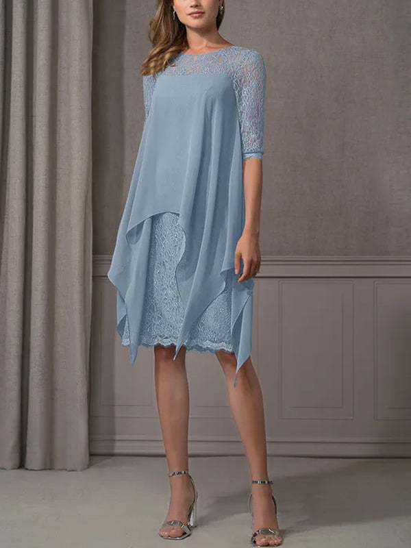 Crewneck Mesh Lace Dress