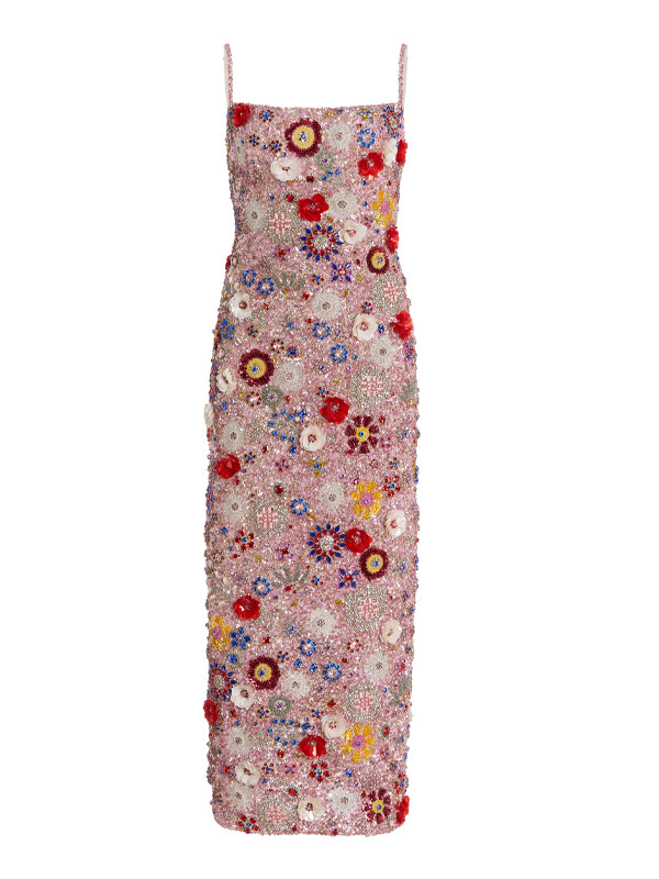 Suspender Sequins Midi Dress