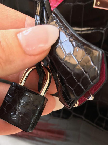 Hermès Very Rare Birkin HSS Special Order 35 cm Shiny Black Crocodile Birkin Bag