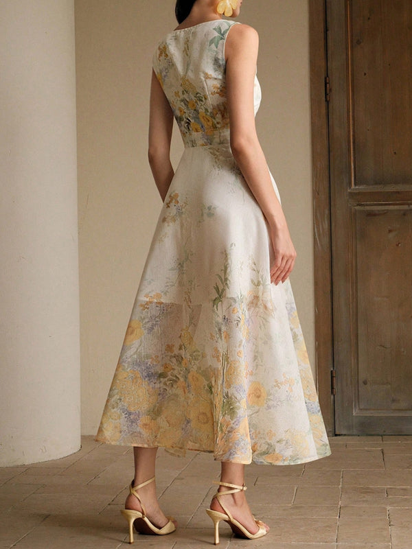 Women's Elegant Floral Print Camisole Dress