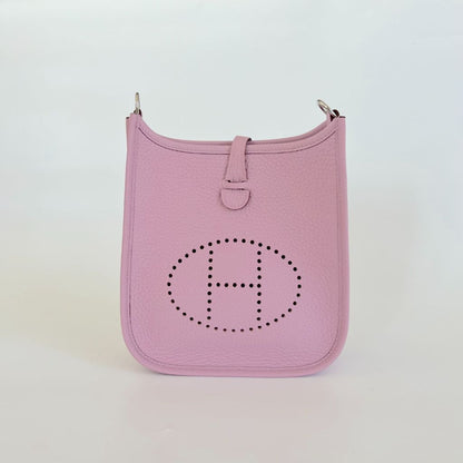 Hermes Mauve Sylvestre Clemence Mini Evelyne TPM 16 Palladium Hardware