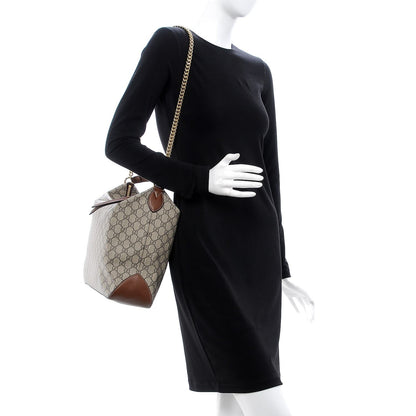 Gucci  GG Supreme Monogram Large Linea A Hobo Light Brown