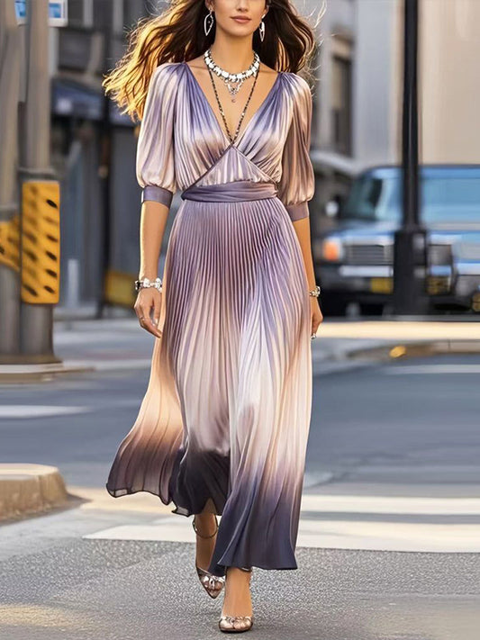 Purple V-neck Maxi Dress