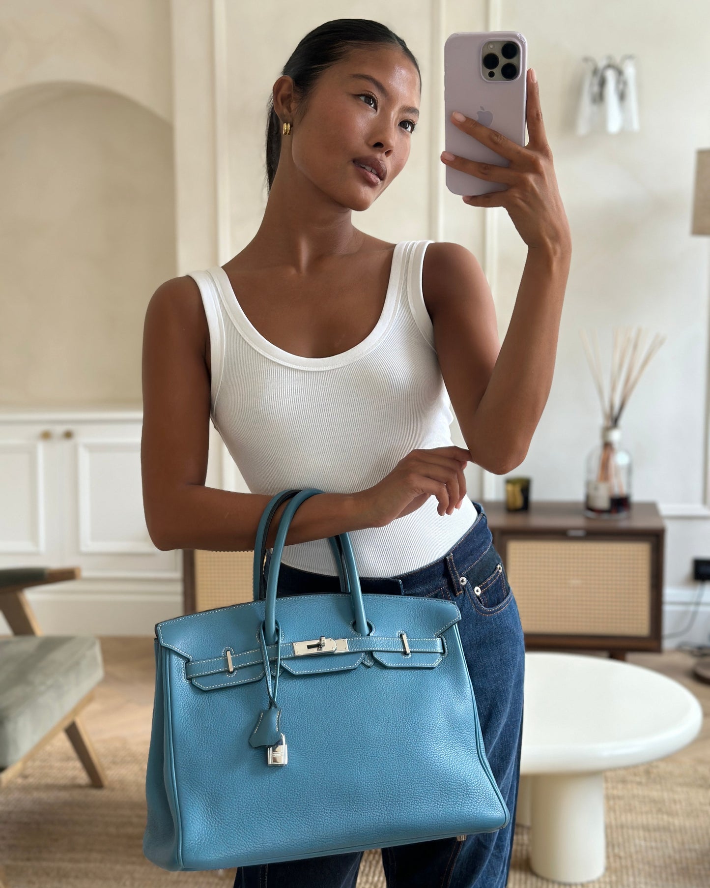 *HOT* Hermès Birkin 35cm Bag in Blue Jean Togo Leather with Palladium Hardware