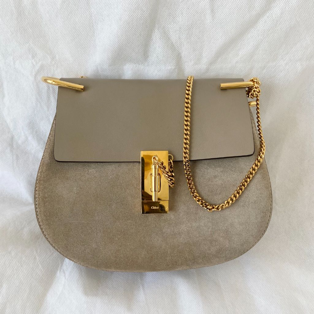 Chloé Grey Suede and Leather Drew Bag
