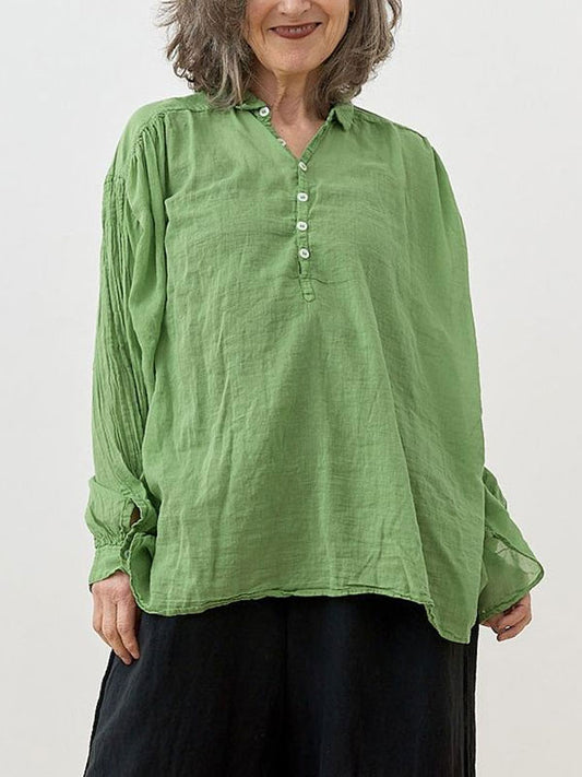Comfortable and Simple Women's Cotton and Linen Shirt