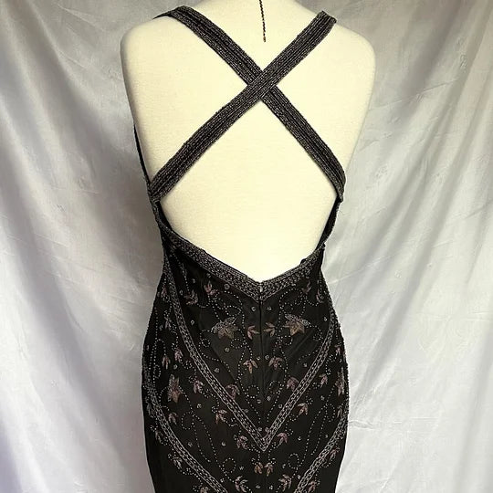 Fairytale Black Vintage Floral Chiffon Long Chiffon Elegant Ball Gown Evening Dress Birthday Party Dress gh4271