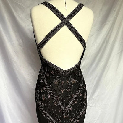 Fairytale Black Vintage Floral Chiffon Long Chiffon Elegant Ball Gown Evening Dress Birthday Party Dress gh4271