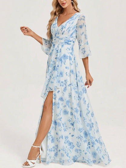 Elegant Floral Holiday Women's Dress