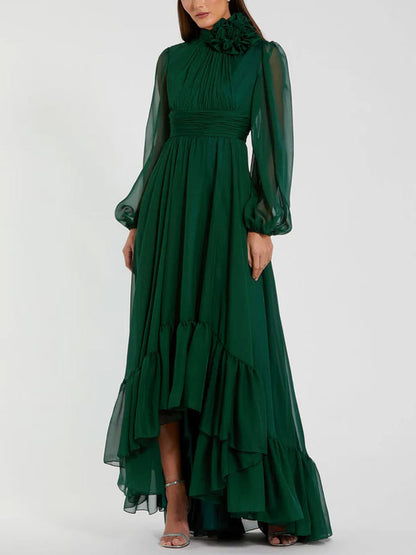 Chiffon Waist Elegant Mesh Women's Dress