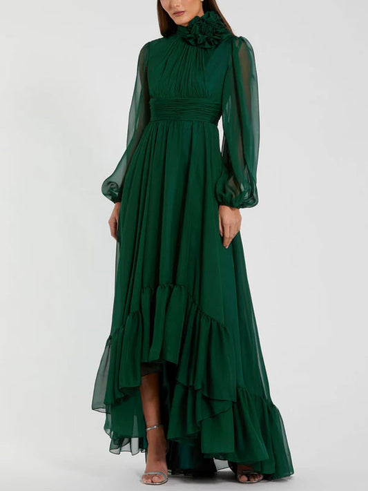 Chiffon Waist Elegant Mesh Women's Dress