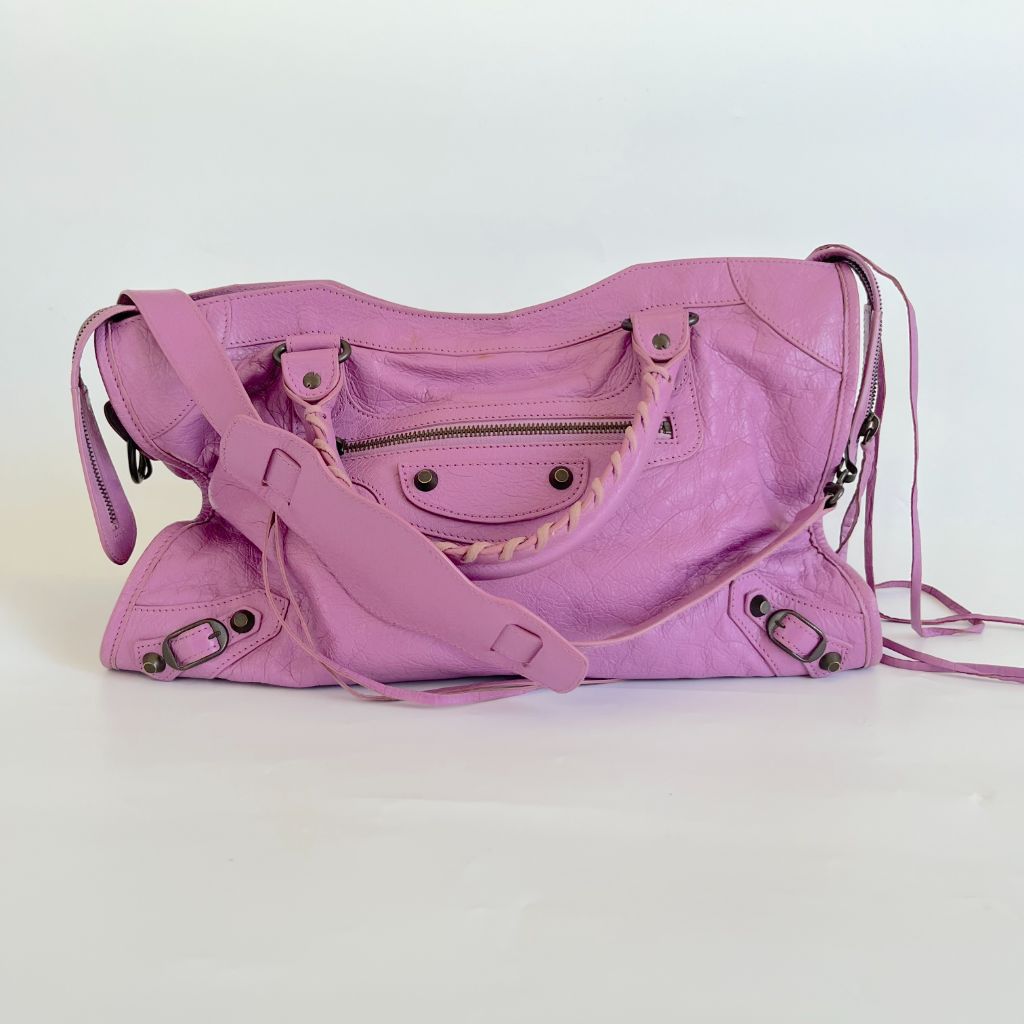 Balenciaga Lilac City leather handbag